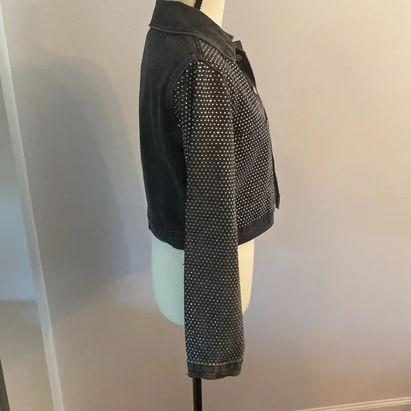 Windsor NWT size small acid black denim bling jacket - Picture 5 of 13
